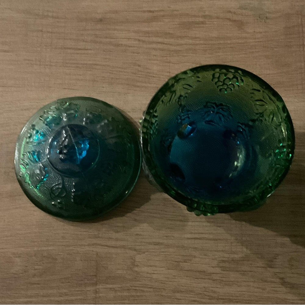 Vintage Jeanette Blue Green candy dish